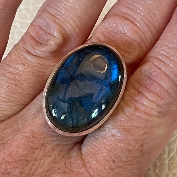 Stunning Highest Quality Labradorite Sterling Silver Ring - Size 8 - Picture 1 of 4